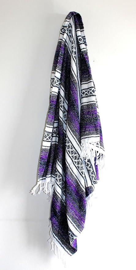 Del Mex Classic Mexican Blanket, Large Authentic Woven Falsa Throw (70
