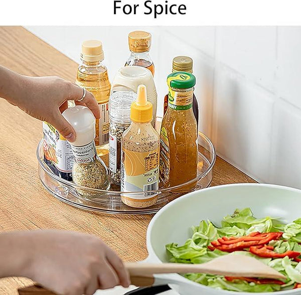 URALFA 9 Inch Lazy Susan Spice Rack Organizer, 360 Degree Rotating Round Lazy Susan Turntable for Cabinet, 2-Pack, Clear