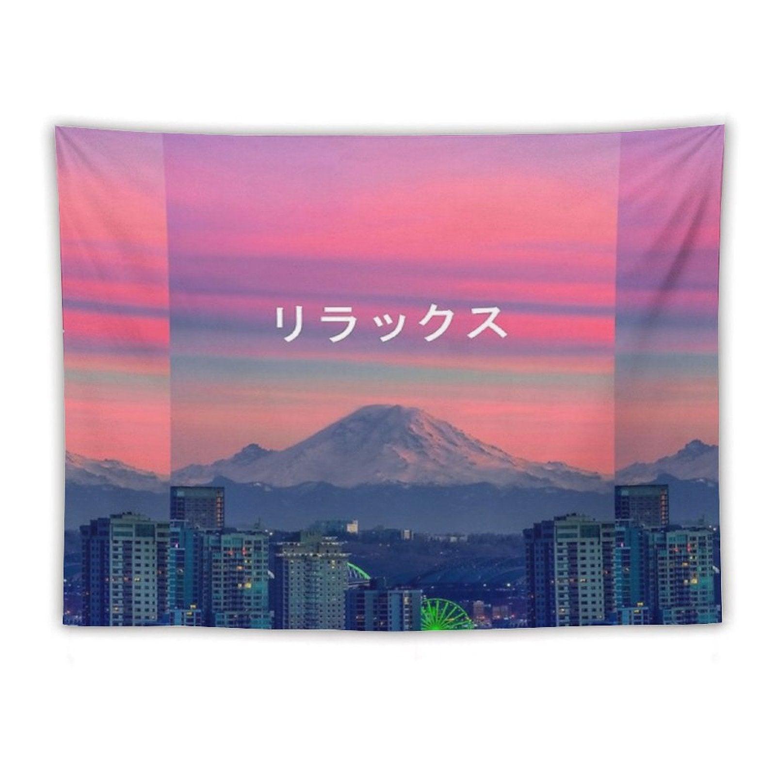 Relax (Vaporwave Japanese) Aesthetic Tapestry
