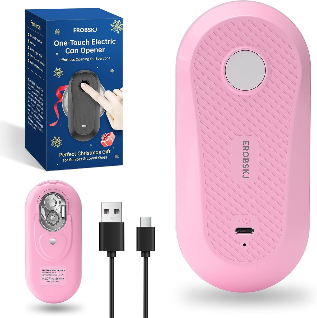 Rechargeable Electric Can Opener for Seniors & Arthritis | One-Touch Hands-Free Smooth Edge Can Opener, USB-C, Compact Kitchen Gadget