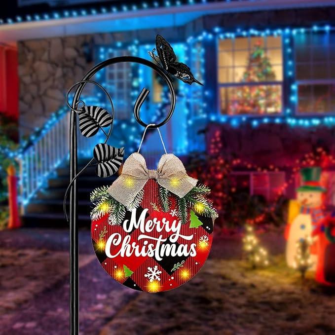 Shepherds Hooks for Outdoor Hummingbird Bird Feeder Pole Hanger 49 Inches with 5 Prongs Base Stainless Metal Adjustable Garden Hanging Holder Weddings Garden Decor Butterfly 2-Pack