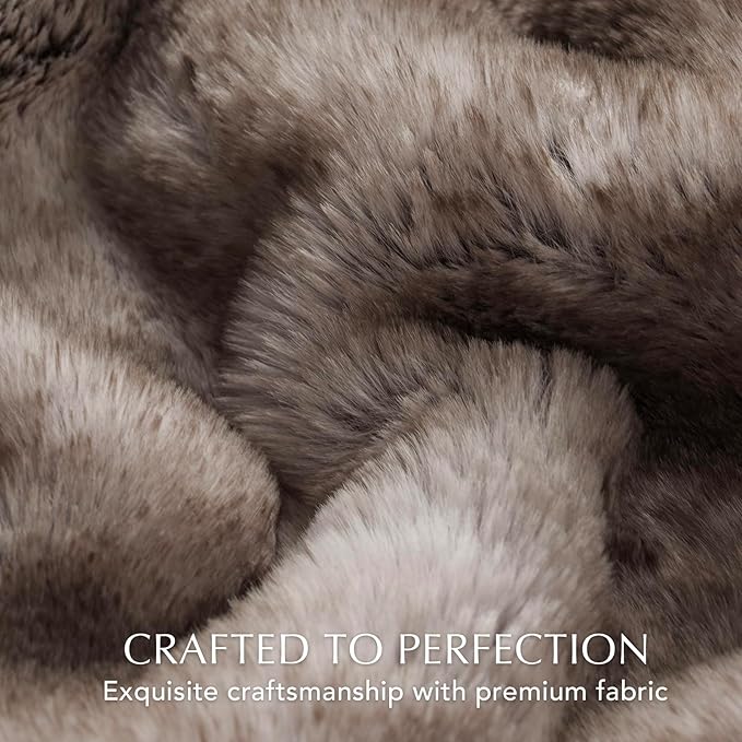 Ultra Soft Luxury Fluffy Mink Faux Fur Throw Blanket, Thick Warm Fall Winter Blankets for Bed, Couch, Cozy Plush Reversible Blanket for Chair, Sofa (Ombré Hazel Brown, 60