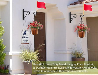 Hanging Basket Hooks 2Pcs Plant Hook,Hanging Plant Hanger Outdoor 9in Metal Plant Bracket for Hanging Flower Baskets,Planters,Lanterns,Wind Chimes