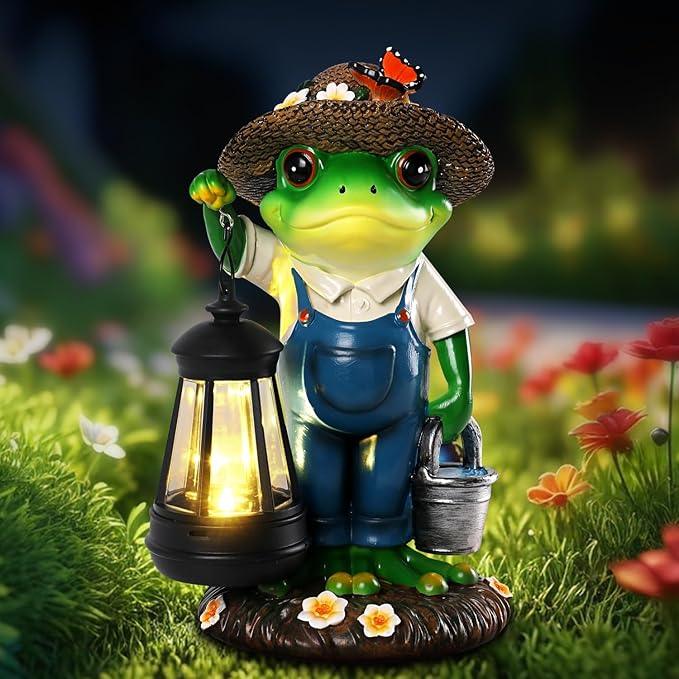 Solar Garden Decor - Frog Statues with Lantern 9