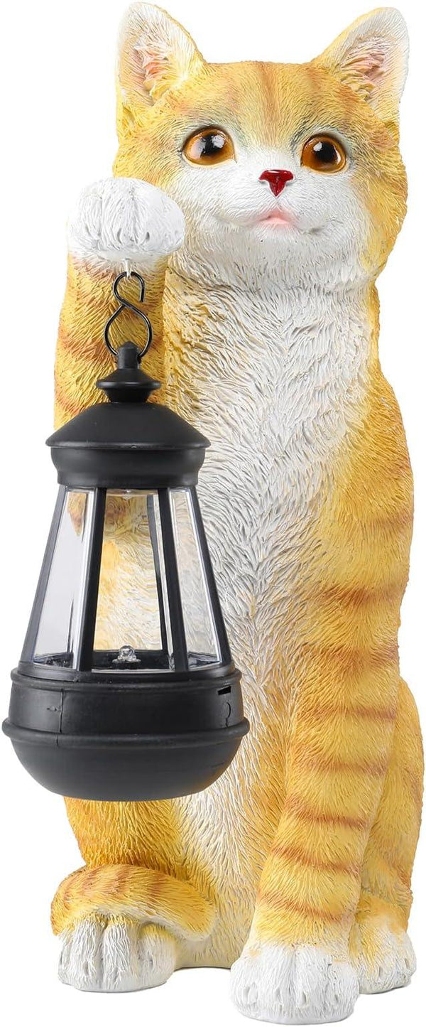 Cat Statues for Garden - Solar Powered Outdoor Cat Garden Statue, Crafted Garden Sculptures & Statues for Patio, Yard, Lawn, Gardening Gifts for Women and Mom(11