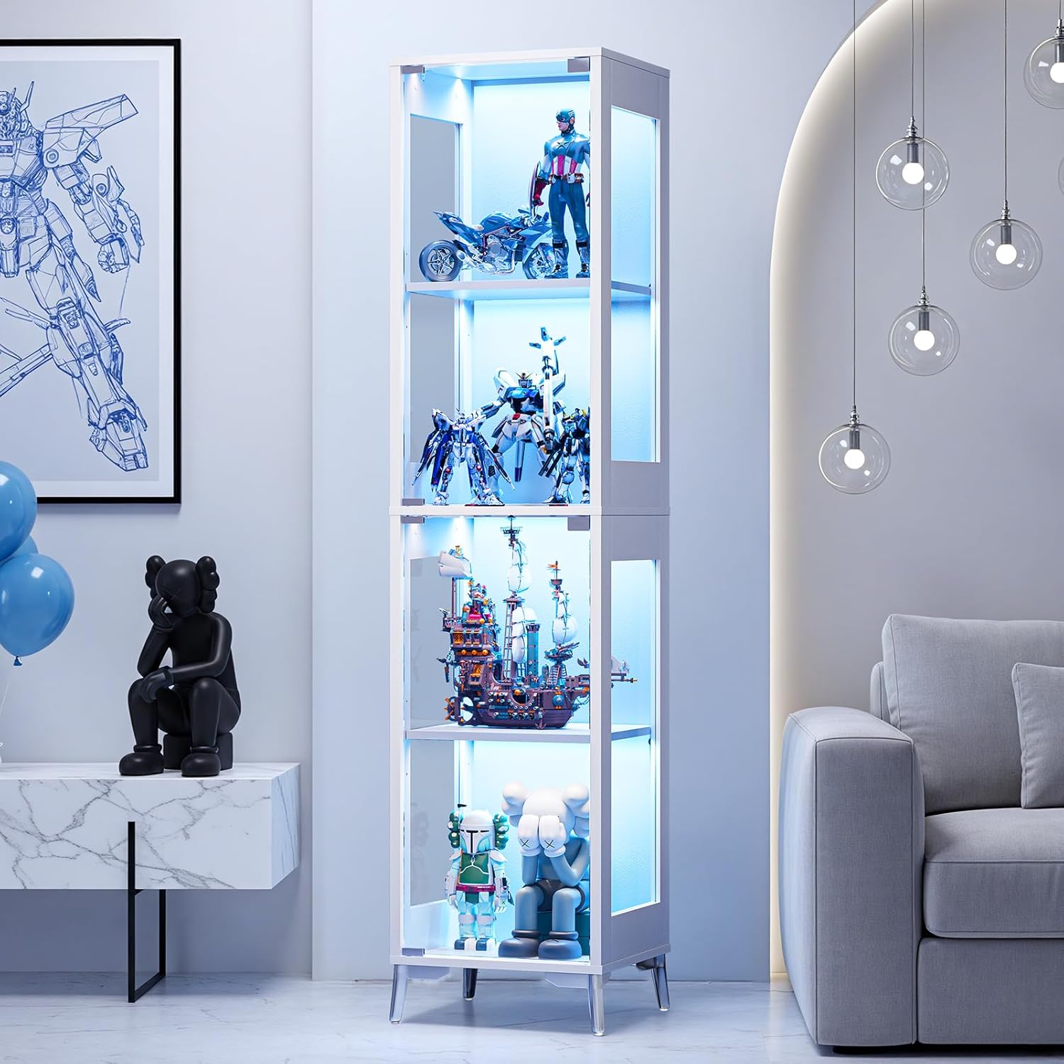 Glass Display Cabinet 15.75in*13.78in*66.73in