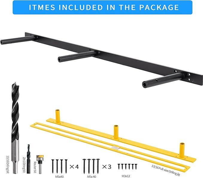 Heavy-Duty Floating Shelf Bracket, Hidden Shelf Bracket for Fireplace Mantel and Shelves, if Installed on Studs, max-Load of 210 pounds, 38 inches, (with Premium Build kit)