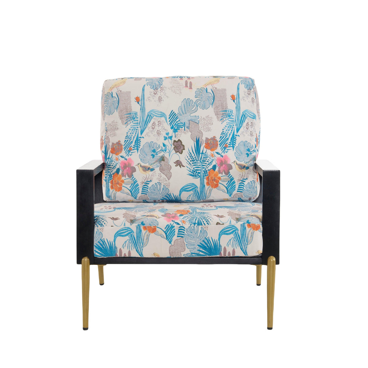 Mid-Century Modern Armchair with Solid Wood Frame