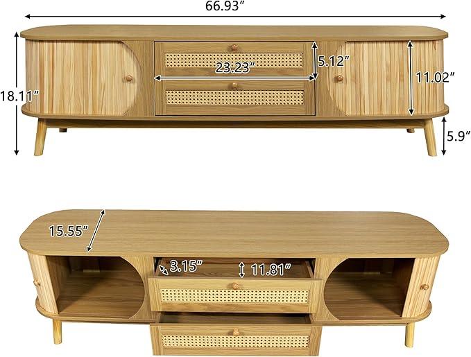 Merax Modern Fluted TV Stand for 75
