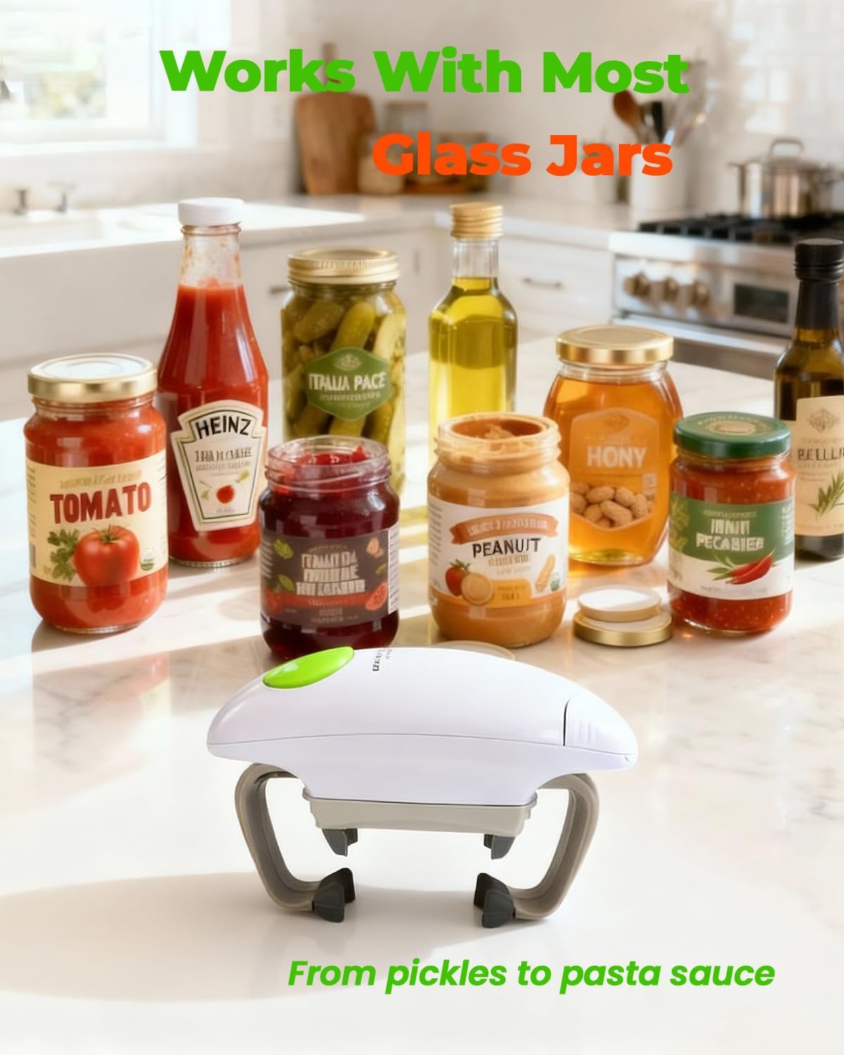 Electric Jar Opener for Seniors, One-Touch Bottle & Lid Opener