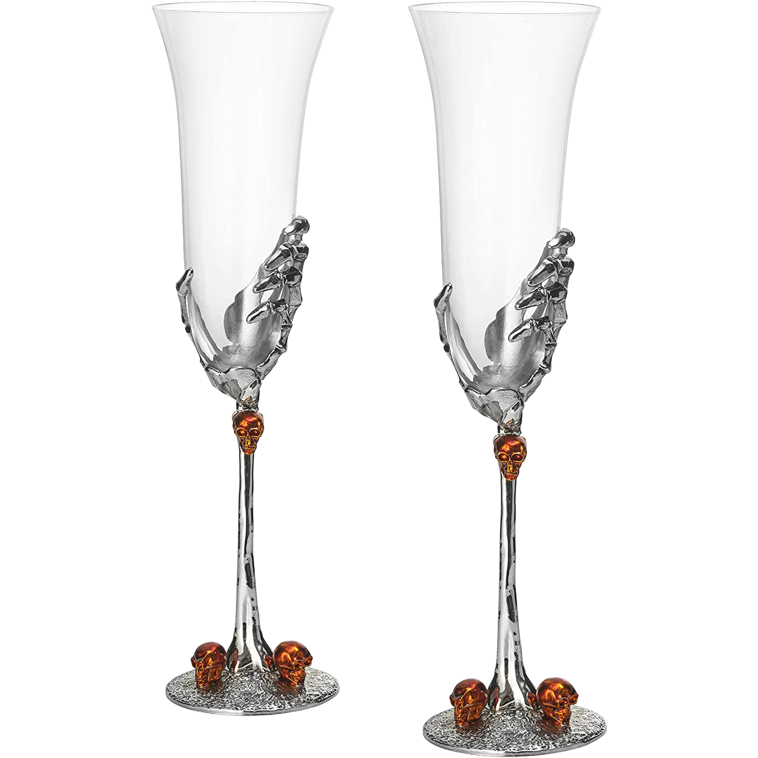 Stemmed Skeleton Champagne Glasses Set of 2 by The Wine Savant - 7oz Skeleton Glasses 9