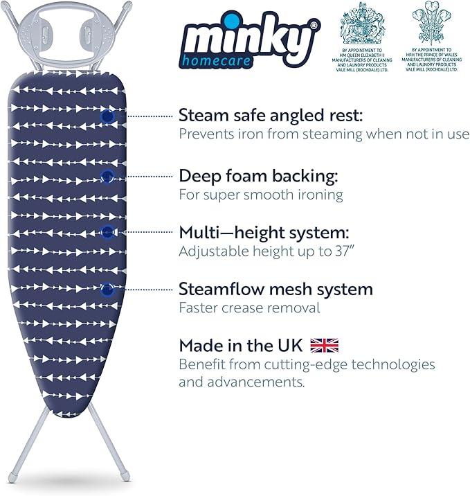 Classic 4-Leg Ironing Board with Iron Rest - Freestanding Full Size Iron Board for Clothes Pressing and Steaming with 43