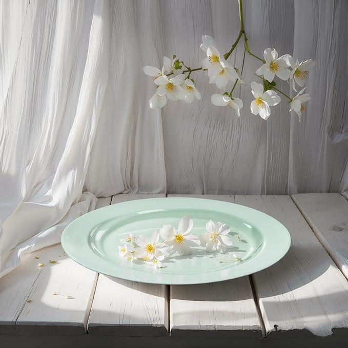 FLOWERCAT 60PCS Sage Green Plates - Heavy Duty Plastic Plates Disposable for Party/Easter - Include 30PCS 10.25inch Sage Green Dinner Plates and 30PCS 7.5inch Dessert Plates