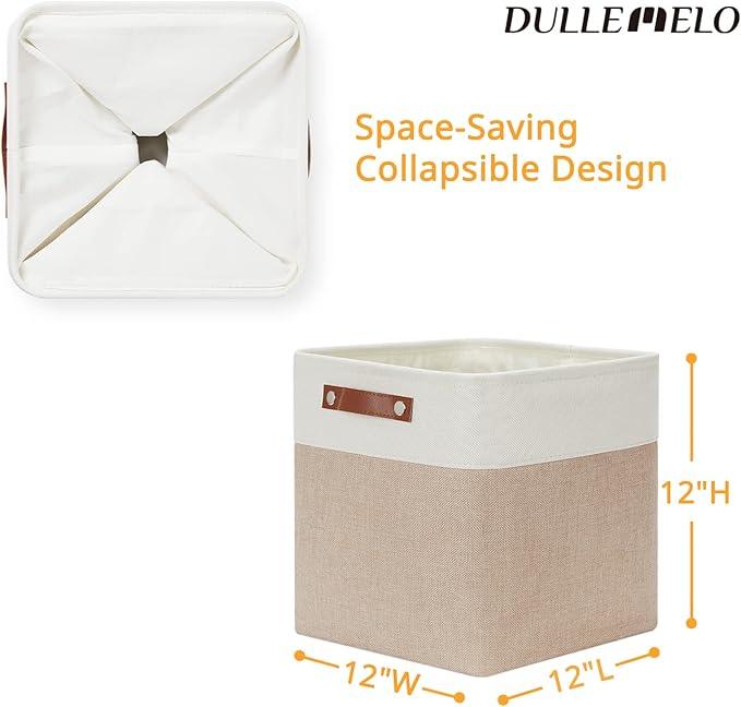 DULLEMELO Cube Storage Bins - 4 Pack Foldable Large Storage Baskets 12 inch Gifts Empty Fabric Bins for Home Office Cubes Organizer Closet, Shelves, Toy, Nursery (4 Pack - 12