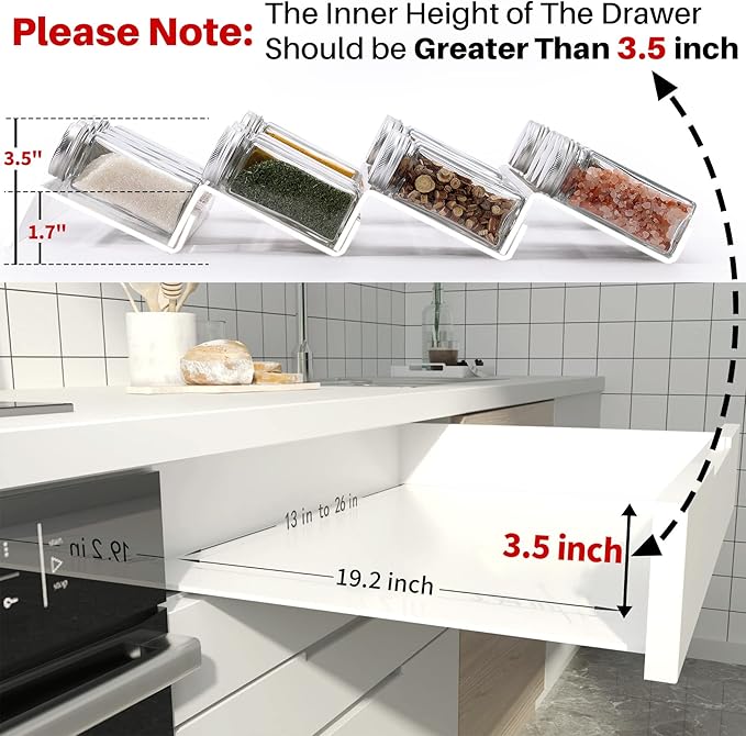 MIUKAA Clear Acrylic Spice Drawer Organizer, 4 Tier- 2 Set Expandable From 13
