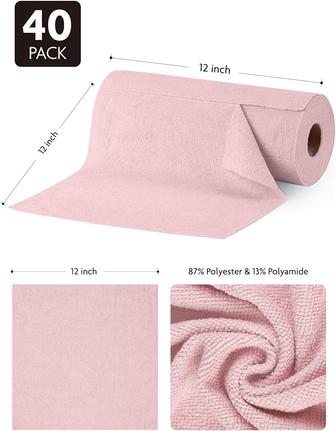 Fantasticlean Microfiber Cleaning Cloth Roll -40 Pack, Tear Away Microfiber Towels, 12