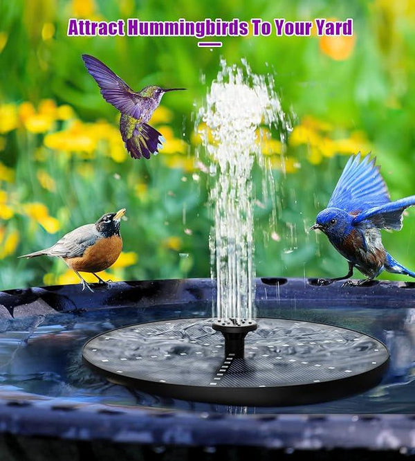 SZMP Solar Fountain 4W Bird Bath Fountains Upgraded 60 LED Lights, Solar Powered Fountain Pump Built-in 4000 Battery with 7 Nozzle & 4 Fixer, Solar Water Fountain for Garden, Bird Bath, Pool, Pond