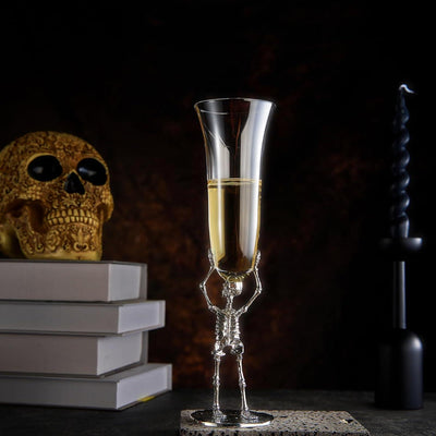 Skeleton Champagne Flute Glass | Single | 7.5oz Halloween Skeleton Glasses 10