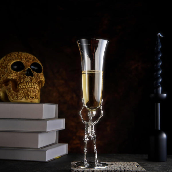 Skeleton Champagne Flute Glass | Single | 7.5oz Halloween Skeleton Glasses 10