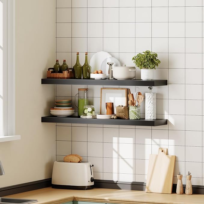 HOOBRO Floating Shelves for Wall, Wall Mounted Shelf Set of 2, 39.4