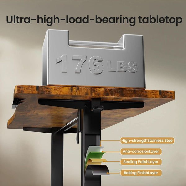 63 Inches Electric Standing Desk Brown Walnut Finish