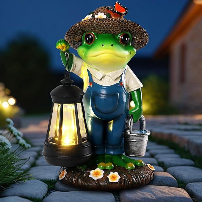 Solar Garden Decor - Frog Statues with Lantern 9