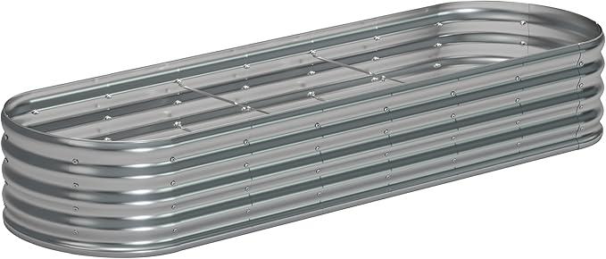 9x3x1.3 Oval Galvanized Raised Garden Bed,Outdoor Planter Box Metal Patio Kit Planting Bed for Vegetables Flowers and Succulents
