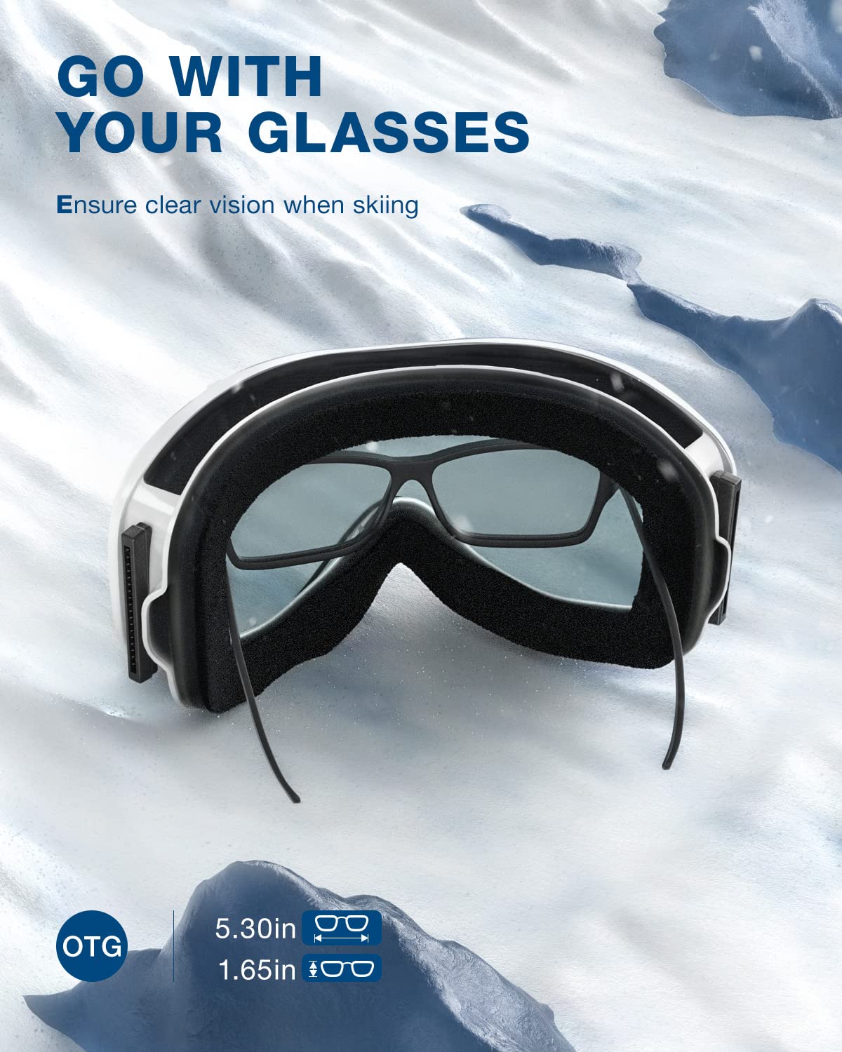 ZIONOR Lagopus Ski Snowboard Goggles, White Frame, Silver Lens