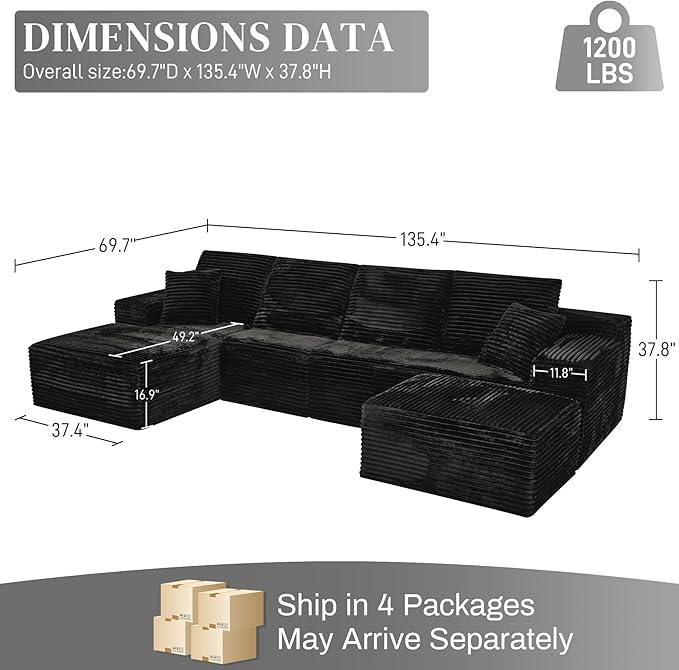 Modular Sectional Sofa Cloud Sectional Couch, 135