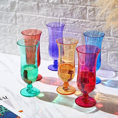 Unbreakable Color Hurricane Glasses | Set of 6 | 100% Tritan Drinkware, 14 oz Acrylic Dishwasher Safe Shatterproof BPA-free plastic, Reusable Pina Colada, Cocktail Margarita Tropical Party Drinkware