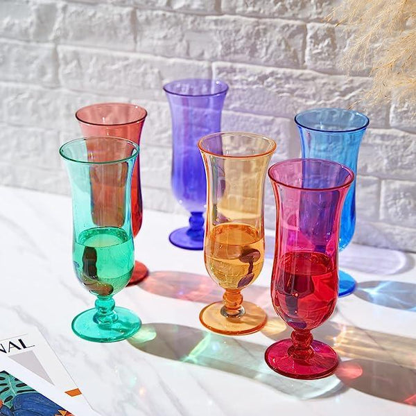 Unbreakable Color Hurricane Glasses | Set of 6 | 100% Tritan Drinkware, 14 oz Acrylic Dishwasher Safe Shatterproof BPA-free plastic, Reusable Pina Colada, Cocktail Margarita Tropical Party Drinkware