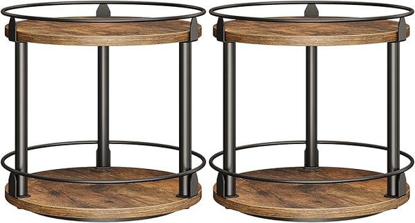 Spice Rack, Set of 2 Lazy Susan Organizer, 2-Tier Turntable Organizer, Rotating Spice Rack Organizer For Cabinet, Compact and Versatile, for Kitchen Countertop, Rustic Brown SR22L2BR