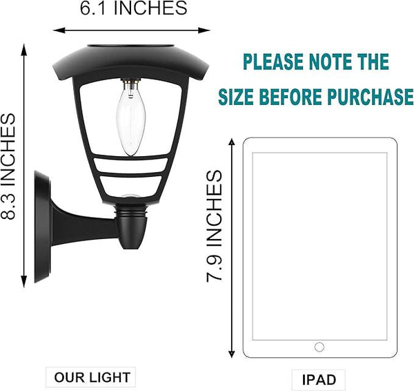 MAGGIFT 2 Pack Solar Powered Wall Lantern, Outdoor 10 Lumen LED Edison Bulb Solar Warm White Lights Wall Sconce with No Wiring Required,Fixture with Wall Mount Kit