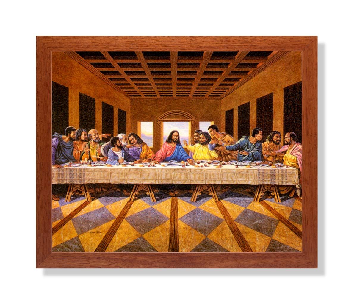 African American Religious Art – Black Last Supper 16x20 Framed Wall Picture