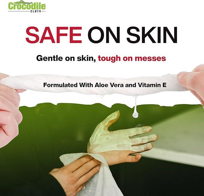 Crocodile Cloth PowerScrub - 80 Dual Surfaced Cloths, 10in X 15in. Large, Moist, Absorbent and Disposable Cleaning Cloths. Safe on Skin and Multiple Surfaces. (6500-080)