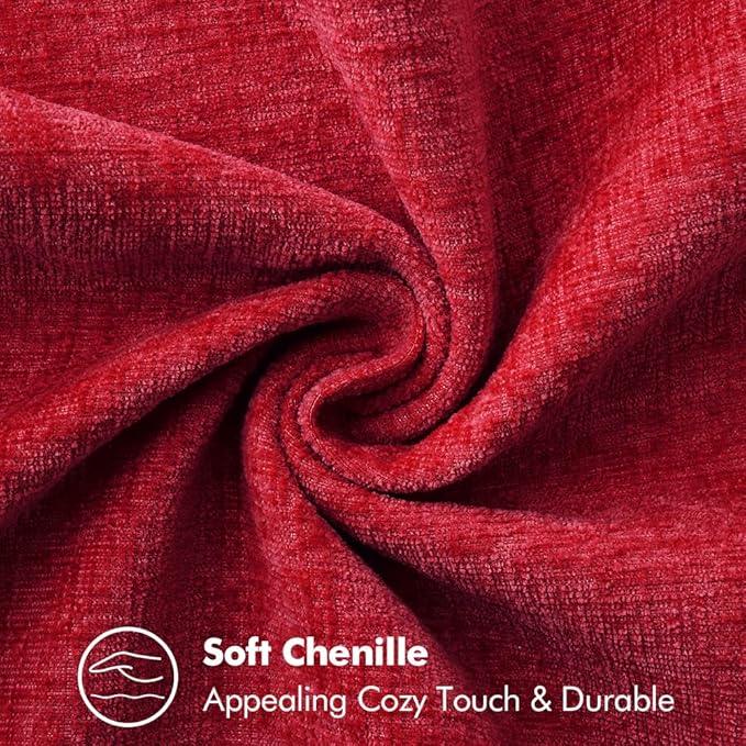 MIULEE Pack of 2 Christmas Pillow Covers 18x18 Inch Red Farmhouse Decorative Throw Pillow Covers with Stitched Edge Soft Chenille Solid Dyed Couch Pillow Covers for Sofa Bed Living Room