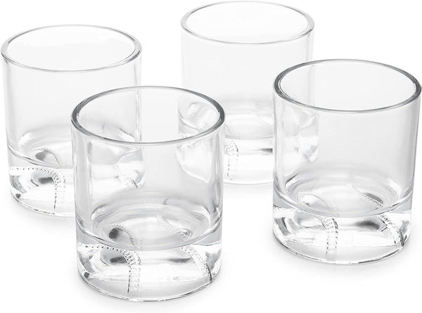 The Wine Savant Baseball Whiskey Glass - 12oz Whiskey Glass Perfect for Any Occasion, Baseball Lovers, Baseball Gifts, Baseball Themed Party, Baseball Birthday Gift Set (4)
