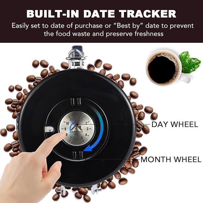 ShanSon Coffee Canister Airtight Coffee Container Stainless Steel Coffee Bean Storage Container with CO2 Release Valve and Scoop Coffee Canister for Beans,Grounds,Sugar,Flour,Tea,Cereal,22OZ,Blue