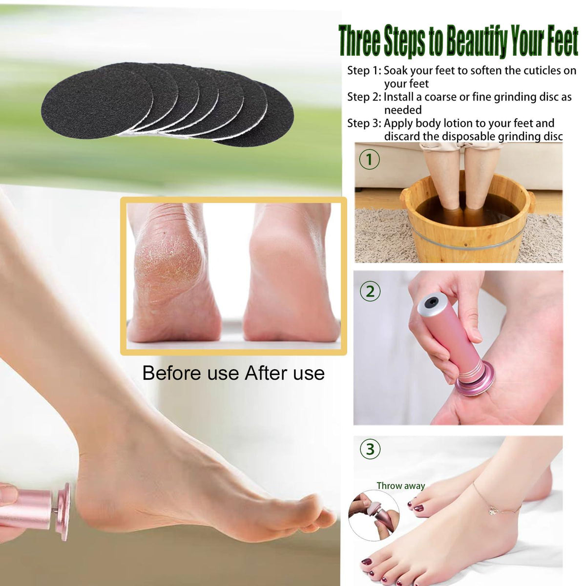 Darmave Electric Foot Callus Remover with 60 Sanding Pads