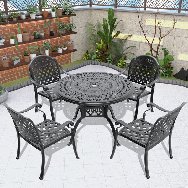 (Cushions In Random Colors)5-Piece Set Of Cast Aluminum Patio Furniture With Cushions - Gifts for You 'n Me