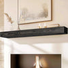 72x8x5 Fireplace Mantel - Handcrafted Hollow Rustic Solid Wood Wall Mounted Floating Shelf with Invisible Heavy Duty Wood Bracket (Weathered Black)