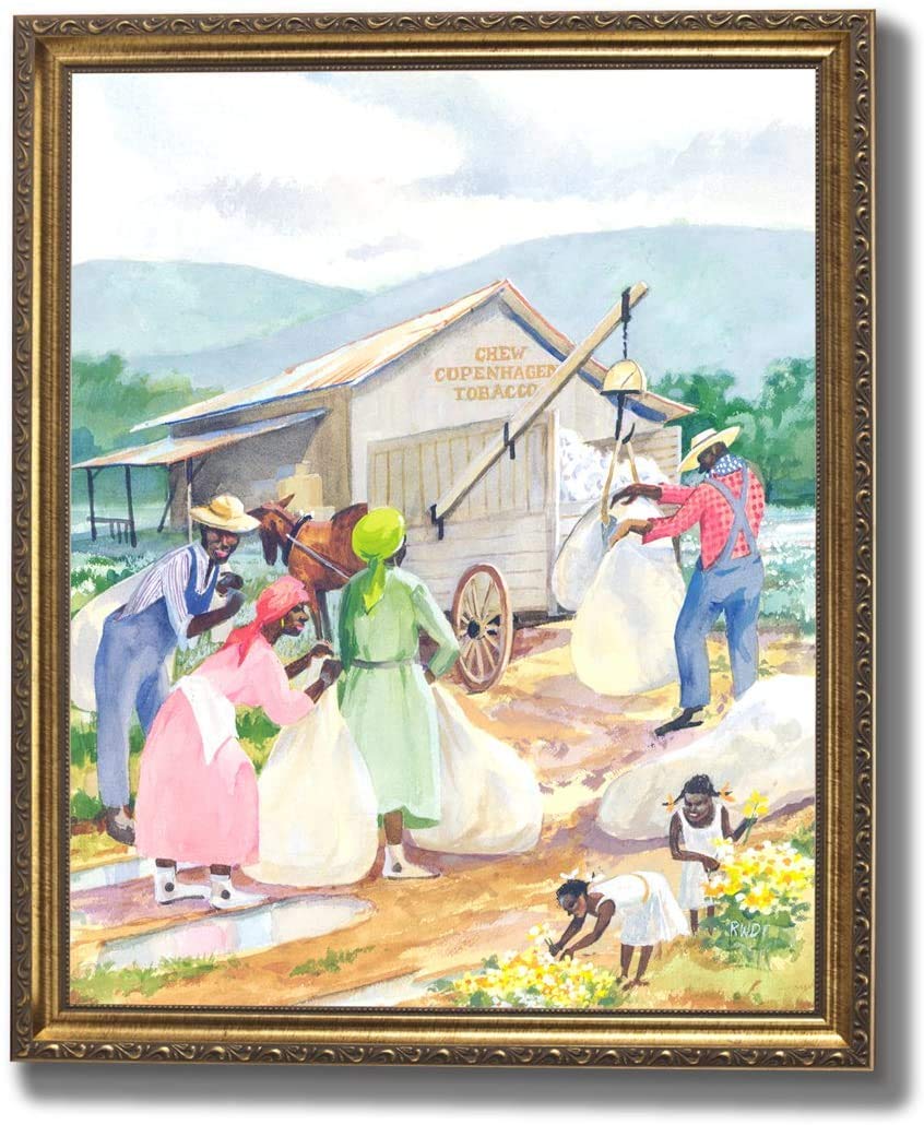 Framed Art Print - African American Cotton Farm 8x10 Wall Art With Gold Frame