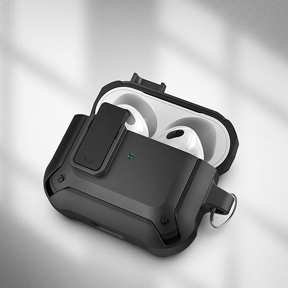 X-Armor for Airpods Pro 1st Generation Case with Locking Lid | Protective Carrying Pod with Carabiner Keychain (Airpods Pro Gen 1)