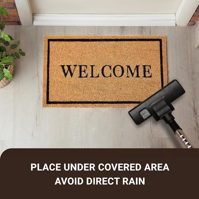 KANKUN Coco Coir Door Mat with Heavy Duty Backing, Welcome Doormat (17