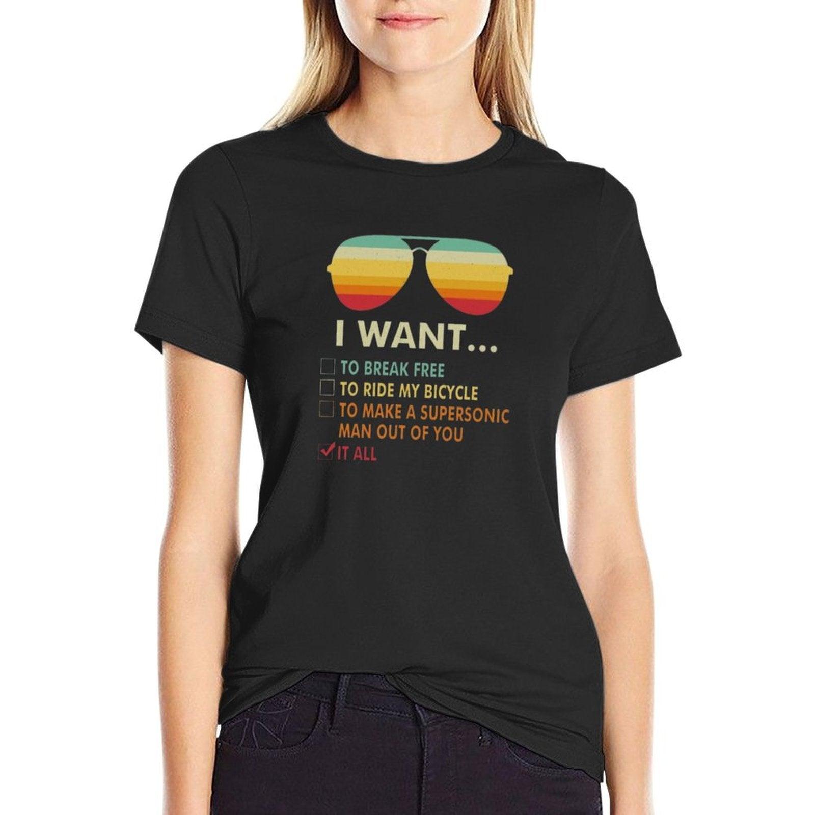 Funny Music Lover Gift Bicycle Costume I Want It All  Vintage-inspired T-Shirt