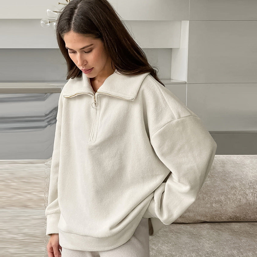 European and American zipper collar top fashionable and versatile sports hoodie