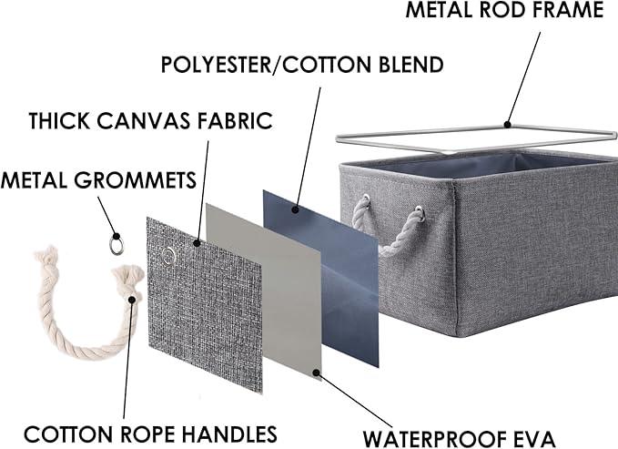 TheWarmHome Storage Bins - 3PCS Fabric Storage Baskets for Organizing Shelves | Large Basket Closet Organizer for Home Shelf Dog Laundry Organization | Collapsible Storage Cubes W/Handles