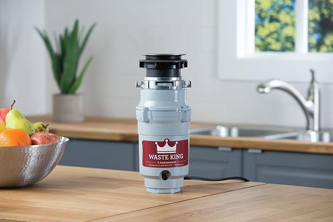 Waste King Garbage Disposal for Kitchen Sink with Power Cord, Compact Food Waste Disposer, L-111