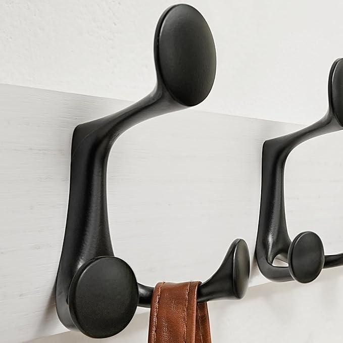SKOLOO 24-Inch White Wood Coat Rack Wall Mount with 5 Triple Hooks - Ideal for Family Entrances, Classrooms, and Pet Supplies Storage - Perfect Coat Hooks for Wall