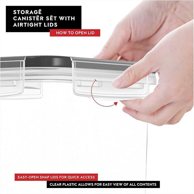 DWËLLZA KITCHEN Large Flour Sugar Storage Containers Set of 2; 175 FL. oz - 5.2L Plastic Airtight Food Storage Containers with Lids for Kitchen Pantry Organization - Food Containers, Labels & Marker